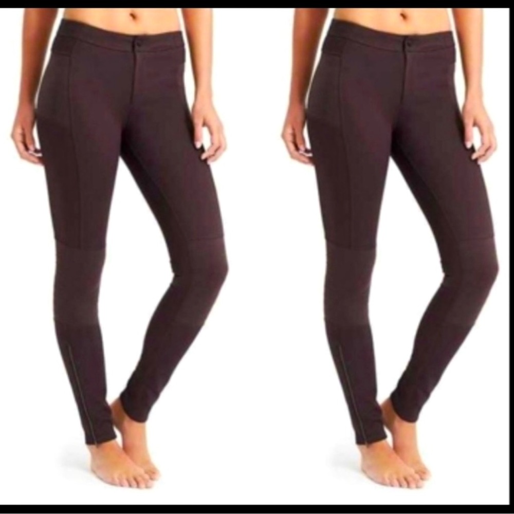 Athleta Trailsetter Ponte Moto Pants Burgundy 10
